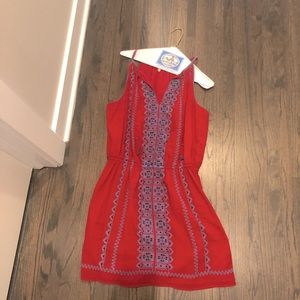 Joie Size M Red Shirt Dress with Blue Stitching